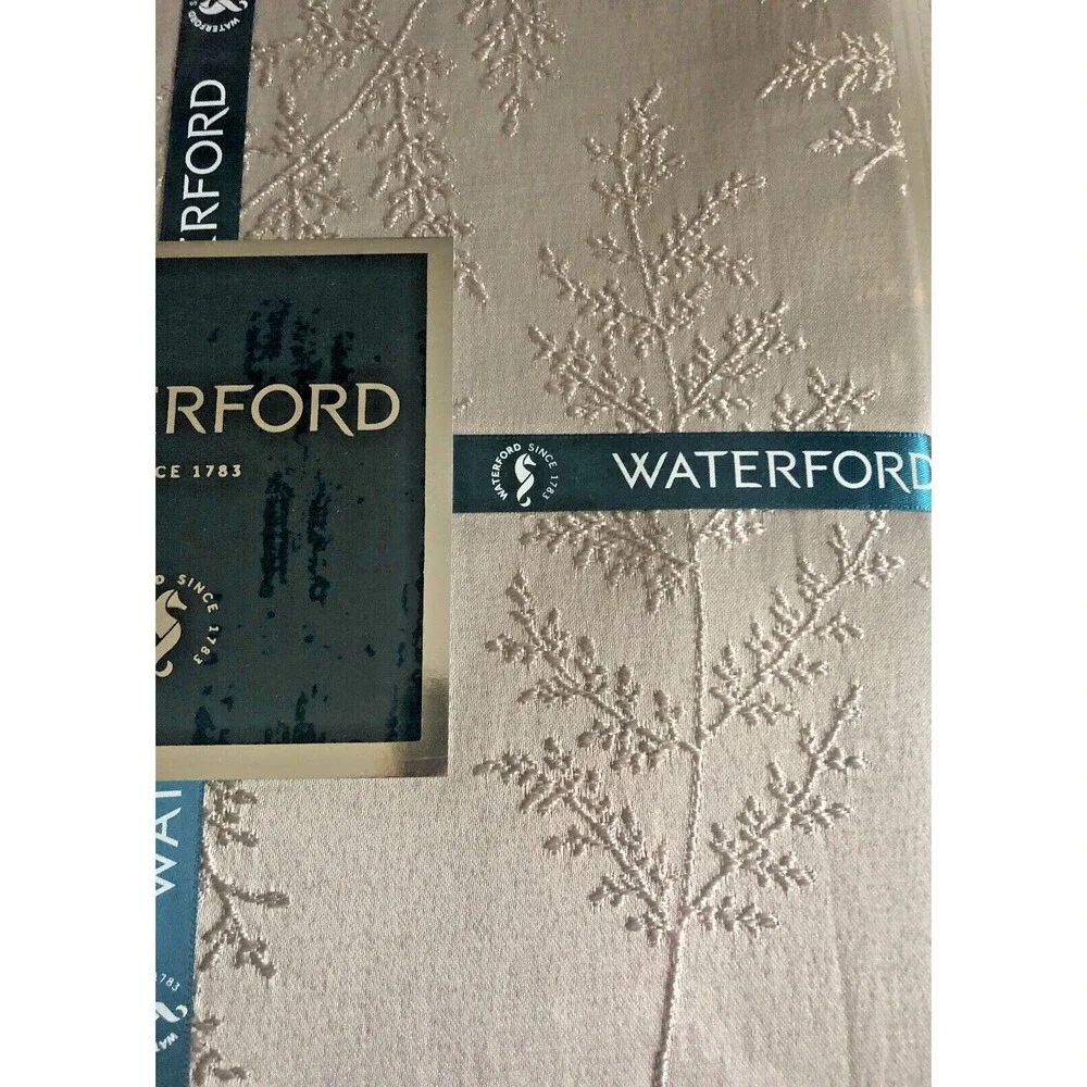 Waterford Luxury Christmas Fabric Tablecloth Gray Tossed Leaf Pumice Stone 70x84